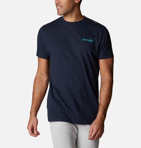 Columbia PFG T-Shirt Navy For Men's NZ26453 New Zealand